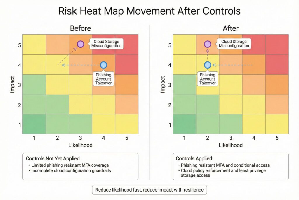 How Controls Move Risk on a Heat Map by Reducing Likelihood